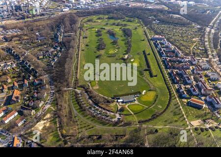 Luftbild, Golfplatz und Golf Club GC Schloss Horst GmbH, Horst, an der Rennbahn, Gelsenkirchen, Ruhrgebiet, Nordrhein-Westfalen, Deutschland, Luftb Stockfoto