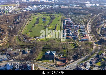 Luftbild, Golfplatz und Golf Club GC Schloss Horst GmbH, Horst, an der Rennbahn, Gelsenkirchen, Ruhrgebiet, Nordrhein-Westfalen, Deutschland, Luftb Stockfoto