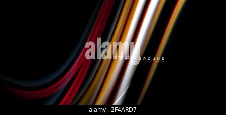 Mehrfarbige Wellenlinien auf schwarzem Hintergrund. Mehrfarbige Wellenlinien auf schwarzem Hintergrund Vektor-Design Stock Vektor
