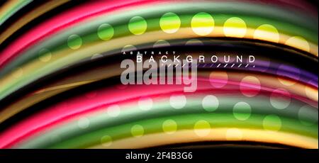 Mehrfarbige Wellenlinien auf schwarzem Hintergrund. Mehrfarbige Wellenlinien auf schwarzem Hintergrund Vektor-Design Stock Vektor