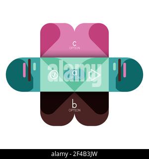 Infografiken Option und Schritt für Schritt in abgerundeten Quadraten, Element des Diagramms, Diagramm, Diagramm mit Optionen, Teile, Prozesse. Infografiken Option und Schritt für Schritt in abgerundeten Quadraten, Element des Diagramms, Diagramm, Diagramm mit Optionen, Teile, Prozesse. Vektor-Geschäftsvorlage für Präsentation oder Web-Info-Banner Stock Vektor