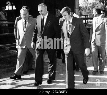 Edward Gierek besucht PGR in Rząśnik, Polen. Links: direktor der PGR Ca. 1970-1980 Stockfoto