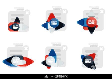 Set von flachen Design geometrische Aufkleber und Etiketten, Preisschilder, Angebot Werbeplaketten, Icon-Designs, Papier-Stil mit jetzt kaufen Beispieltext, für Business-oder Web-Präsentationen, App oder Interface-Tasten. Set von flachen Design geometrische Aufkleber und Etiketten, Preisschilder, Angebot Werbeplaketten, Icon-Designs, Papier-Stil mit jetzt kaufen Beispieltext, für Business-oder Web-Präsentationen, App oder Interface-Tasten, Internet-Website-Shop Banner Stock Vektor