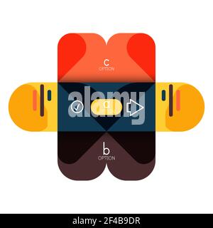 Infografiken Option und Schritt für Schritt in abgerundeten Quadraten, Element des Diagramms, Diagramm, Diagramm mit Optionen, Teile, Prozesse. Infografiken Option und Schritt für Schritt in abgerundeten Quadraten, Element des Diagramms, Diagramm, Diagramm mit Optionen, Teile, Prozesse. Vektor-Geschäftsvorlage für Präsentation oder Web-Info-Banner Stock Vektor