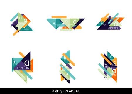 Satz von Dreieck-Optionen Infografiken, Datenvisualisierung Layouts. Satz von Dreieck-Optionen Infografiken, Datenvisualisierung Layouts. Vektorgrafik Stock Vektor