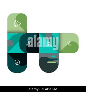 Infografiken Option und Schritt für Schritt in abgerundeten Quadraten, Element des Diagramms, Diagramm, Diagramm mit Optionen, Teile, Prozesse. Infografiken Option und Schritt für Schritt in abgerundeten Quadraten, Element des Diagramms, Diagramm, Diagramm mit Optionen, Teile, Prozesse. Vektor-Geschäftsvorlage für Präsentation oder Web-Info-Banner Stock Vektor