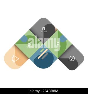 Infografiken Option und Schritt für Schritt in abgerundeten Quadraten, Element des Diagramms, Diagramm, Diagramm mit Optionen, Teile, Prozesse. Infografiken Option und Schritt für Schritt in abgerundeten Quadraten, Element des Diagramms, Diagramm, Diagramm mit Optionen, Teile, Prozesse. Vektor-Geschäftsvorlage für Präsentation oder Web-Info-Banner Stock Vektor