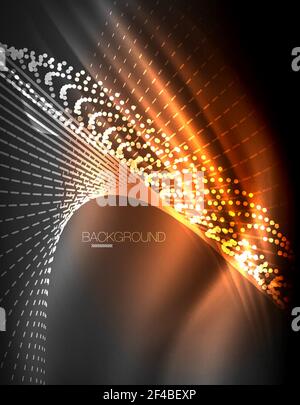 Glatte Lichteffekt, gerade Linien auf glühenden glänzend Neon dunklen Hintergrund. Energie technologie Idee. Glatte Lichteffekt, gerade Linien auf glühenden glänzend Neon dunklen Hintergrund. Energie technologie Idee. Vector Illustration Stock Vektor