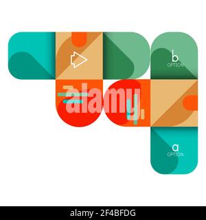 Infografiken Option und Schritt für Schritt in abgerundeten Quadraten, Element des Diagramms, Diagramm, Diagramm mit Optionen, Teile, Prozesse. Infografiken Option und Schritt für Schritt in abgerundeten Quadraten, Element des Diagramms, Diagramm, Diagramm mit Optionen, Teile, Prozesse. Vektor-Geschäftsvorlage für Präsentation oder Web-Info-Banner Stock Vektor