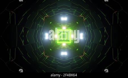 Abbildung Sci Fi Green Tunnel 3D Stockfoto