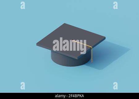 Graduierung Hut einzelnen isolierten Objekt. 3D Darstellung mit isometrischer Ansicht rendern Stockfoto