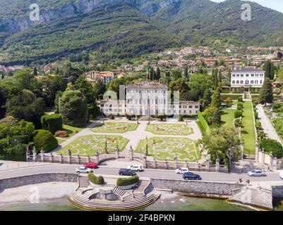 Luftaufnahme eines Luxushauses in Tremezzina, Comer See, Italien Stockfoto