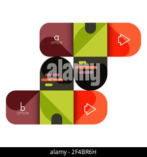 Infografiken Option und Schritt für Schritt in abgerundeten Quadraten, Element des Diagramms, Diagramm, Diagramm mit Optionen, Teile, Prozesse. Infografiken Option und Schritt für Schritt in abgerundeten Quadraten, Element des Diagramms, Diagramm, Diagramm mit Optionen, Teile, Prozesse. Vektor-Geschäftsvorlage für Präsentation oder Web-Info-Banner Stock Vektor
