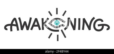 Awakening Logo Design mit offenen Augen ägyptischen Stil. Drucken. Vektorgrafik Stock Vektor