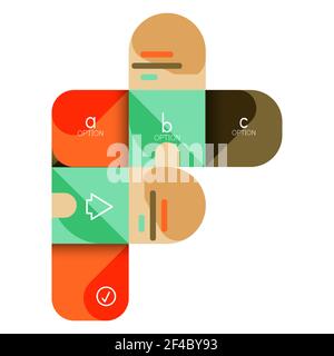 Infografiken Option und Schritt für Schritt in abgerundeten Quadraten, Element des Diagramms, Diagramm, Diagramm mit Optionen, Teile, Prozesse. Infografiken Option und Schritt für Schritt in abgerundeten Quadraten, Element des Diagramms, Diagramm, Diagramm mit Optionen, Teile, Prozesse. Vektor-Geschäftsvorlage für Präsentation oder Web-Info-Banner Stock Vektor