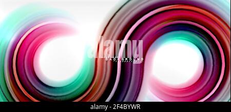 Rainbow Fluid Farbe Linie abstrakter Hintergrund - Wirbel und Kreise, verdrehte flüssige Farben Design, bunte Marmor oder Kunststoff gewellte Textur Hintergrund, mehrfarbige Vorlage für Business-oder Technologie-Präsentation oder Web-Broschüre Cover-Layout, Tapete. Rainbow Fluid Farbe Linie abstrakter Hintergrund - Wirbel und Kreise, verdrehte flüssige Farben Design, bunte Marmor oder Kunststoff gewellte Textur Hintergrund, mehrfarbige Vorlage für Business-oder Technologie-Präsentation oder Web-Broschüre Cover-Layout, Tapete. Vektorgrafik Stock Vektor