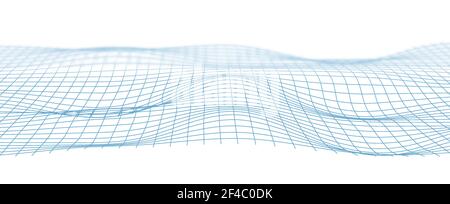 Abstrakte digitale Landschaft mit fließenden Partikeln.Abstract 3D Big Data Visualisierung. Cyber- oder Technologiehintergrund. Stock Vektor