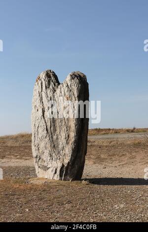 Menhir Beg Er Goalennec, Quiberon, Departement Morbihan in der Bretagne, Frankreich Stockfoto