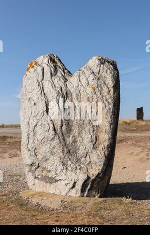 Menhir Beg äh Goalennec auf der Halbinsel Quiberon in der Bretagne, Frankreich Stockfoto