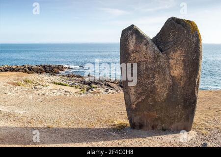 Menhir Beg Er Goalennec, Quiberon, Departement Morbihan in der Bretagne, Frankreich Stockfoto