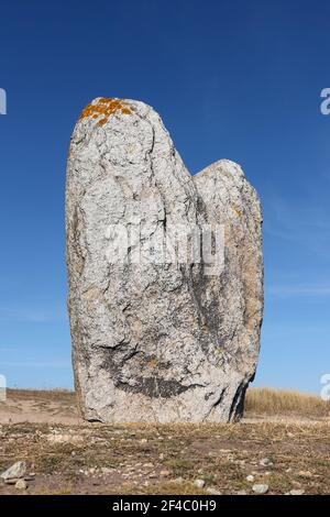 Menhir Beg Er Goalennec, Quiberon, Departement Morbihan in der Bretagne, Frankreich Stockfoto