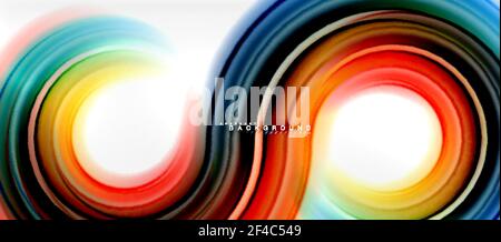 Rainbow Fluid Farbe Linie abstrakter Hintergrund - Wirbel und Kreise, verdrehte flüssige Farben Design, bunte Marmor oder Kunststoff gewellte Textur Hintergrund, mehrfarbige Vorlage für Business-oder Technologie-Präsentation oder Web-Broschüre Cover-Layout, Tapete. Rainbow Fluid Farbe Linie abstrakter Hintergrund - Wirbel und Kreise, verdrehte flüssige Farben Design, bunte Marmor oder Kunststoff gewellte Textur Hintergrund, mehrfarbige Vorlage für Business-oder Technologie-Präsentation oder Web-Broschüre Cover-Layout, Tapete. Vektorgrafik Stock Vektor