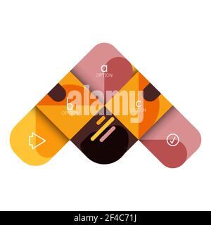 Infografiken Option und Schritt für Schritt in abgerundeten Quadraten, Element des Diagramms, Diagramm, Diagramm mit Optionen, Teile, Prozesse. Infografiken Option und Schritt für Schritt in abgerundeten Quadraten, Element des Diagramms, Diagramm, Diagramm mit Optionen, Teile, Prozesse. Vektor-Geschäftsvorlage für Präsentation oder Web-Info-Banner Stock Vektor
