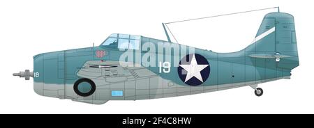 Grumman F4F-4 Wildcat pilotiert von Stanley Vejtasa von der VF-10 US Navy, Oktober 1942 Stockfoto