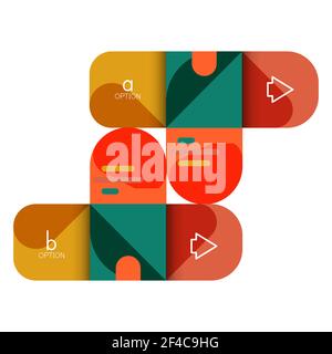 Infografiken Option und Schritt für Schritt in abgerundeten Quadraten, Element des Diagramms, Diagramm, Diagramm mit Optionen, Teile, Prozesse. Infografiken Option und Schritt für Schritt in abgerundeten Quadraten, Element des Diagramms, Diagramm, Diagramm mit Optionen, Teile, Prozesse. Vektor-Geschäftsvorlage für Präsentation oder Web-Info-Banner Stock Vektor