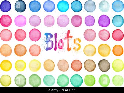 Set von abstrakten hellen runden Vektor-Aquarell-Blots für Design Stock Vektor