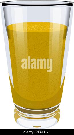 Vektor realistische Darstellung von hohen Glas Tasse mit gelben Smoothies. Gesunde Ernährung richtig. Veganes Frühstück. Ausgewogene vegetarische Ernährung. Illustration von natürlichen Lebensmitteln. Stock Vektor