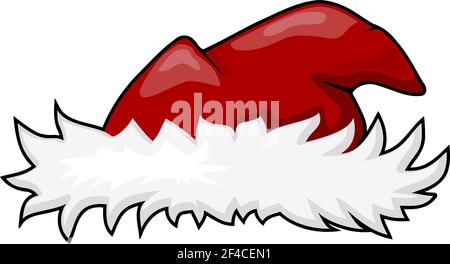 Vektor-Illustration eines Pelzmützen von Santa Claus mit roter Spitze. Cartoon-Stil Stock Vektor