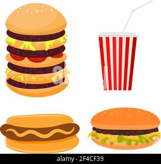 Vektor-Illustration von Fast Food. Cartoon-Stil Stock Vektor
