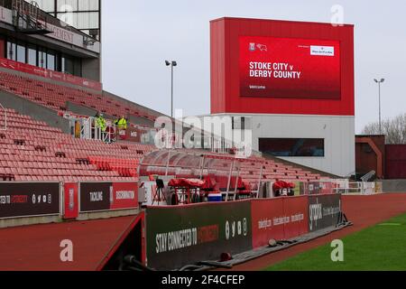 Stoke on Trent, Großbritannien. März 2021, 20th. Im bet365 Stadion vor dem Spiel in Stoke-on-Trent, Großbritannien am 3/20/2021. (Foto von Conor Molloy/News Images/Sipa USA) Quelle: SIPA USA/Alamy Live News Stockfoto