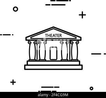 Abstraktes schwarzes lineares Theatersymbol auf weißem Hintergrund. Trendlinienstil. Vektorgrafik Stock Vektor