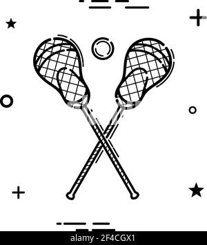 Einfaches schwarzes lineares Lacrosse Icon. Lacrosse Zeichen auf weißem Hintergrund. Vektorgrafik Stock Vektor