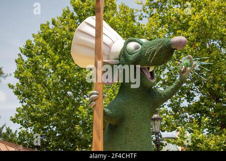 Orlando, Florida. Juli 29, 2020. Remy Topiary in Epcot (30) Stockfoto