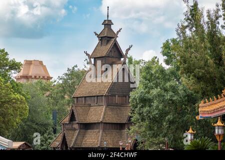 Orlando, Florida. Juli 29, 2020. Draufsicht auf Norwegen Pavillionat Epcot (116) Stockfoto