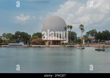 Orlando, Florida. 29. Juli 2020.schöne Aussicht auf Big Sphere in Epcot (88) Stockfoto