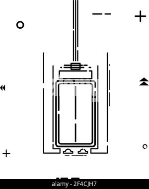 Einfaches lineares Aufzugssymbol auf weißem Hintergrund. Schwarzes lineares Aufzugssymbol, Design-Element. Vektorgrafik Stock Vektor