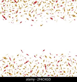 Festliche Vektor horizontale Banner mit roten und goldenen Konfetti auf einem weißen Hintergrund. Stock Vektor