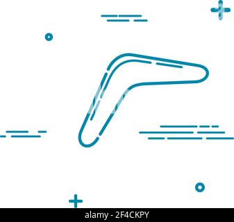 Abstrakter australischer Bumerang auf weißem Hintergrund. Symbol für linearen Trend-Bumerang im Linienstil. Vektorgrafik Stock Vektor