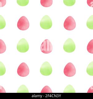 Aquarell Ostern nahtlose Muster mit grün und rosa Eier auf einem weißen Hintergrund. Vector Illustration. Stock Vektor