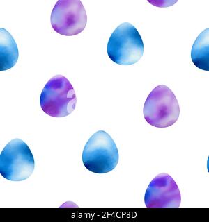Aquarell Ostern nahtlose Muster mit blaue Eier auf einem weißen Hintergrund. Vector Illustration. Stock Vektor