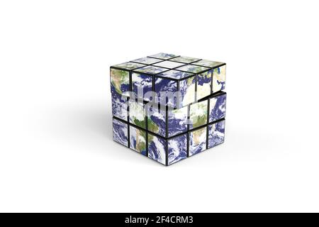Planet Erde geformt wie ein dreidimensionales Puzzle-Spielzeug. 3D Abbildung. Stockfoto