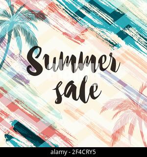 Abstrakter Sommer tropischer Hintergrund mit Kokospalmen. Design für saisonale Sommer Verkauf. Vektorgrafik Stock Vektor