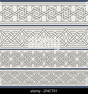 Satz von der traditionellen orientalischen Geometrische nahtlose Grenzen. Dekorative Gestaltungselemente. Vector Illustration. Stock Vektor