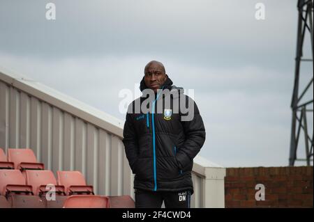 BARNSLEY, ENGLAND. MÄRZ 20th: Darren Moore, Sheffield Mittwoch Manager, vor dem SkyBet Championship Spiel zwischen Barnsley und Sheffield Mittwoch in Oakwell, Barnsley am Samstag 20th März 2021. (Kredit: Pat Scaasi - MI Nachrichten) Kredit: MI Nachrichten & Sport /Alamy Live Nachrichten Stockfoto