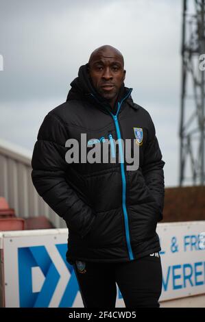 BARNSLEY, ENGLAND. MÄRZ 20th: Darren Moore, Sheffield Mittwoch Manager, vor dem SkyBet Championship Spiel zwischen Barnsley und Sheffield Mittwoch in Oakwell, Barnsley am Samstag 20th März 2021. (Kredit: Pat Scaasi - MI Nachrichten) Kredit: MI Nachrichten & Sport /Alamy Live Nachrichten Stockfoto