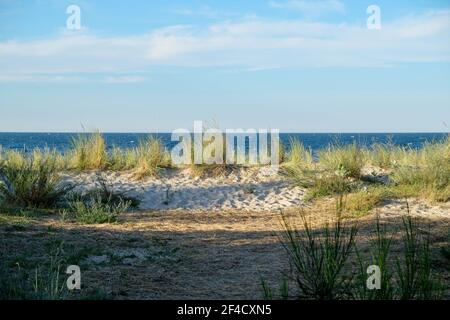 Die herrliche Aussicht auf die Ostsee von der Düne Am Strand des kleinen Badeortes Zempin Auf Usedom Stockfoto